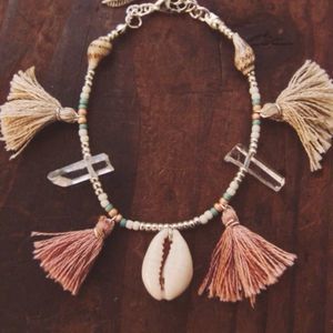 Bohemian beaded quartz crystal bracelet